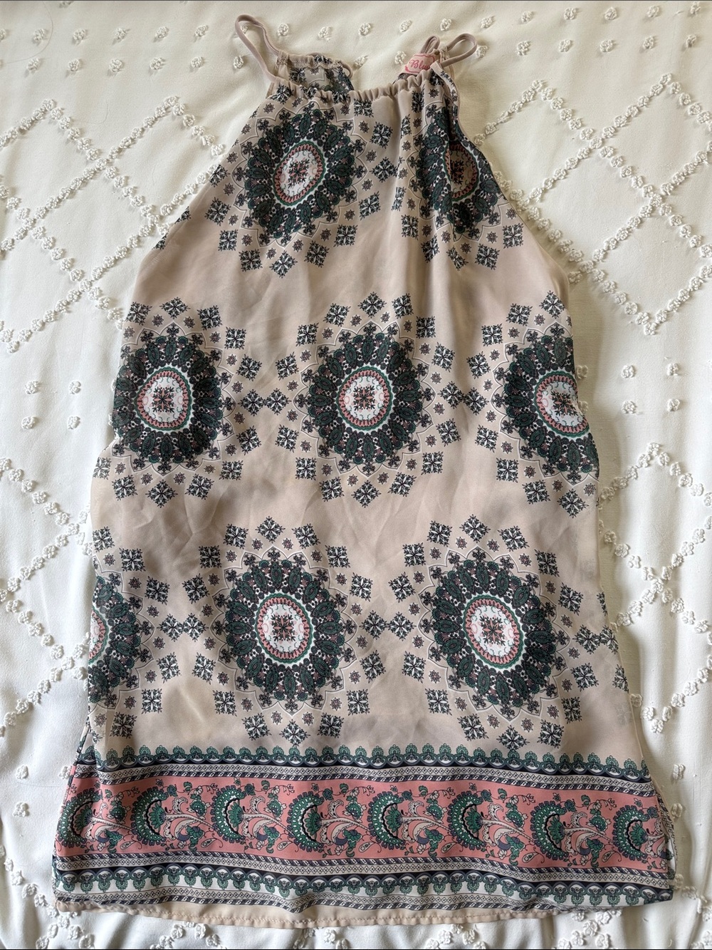 Blush Halter Neck Mini Boho Dress Size Large